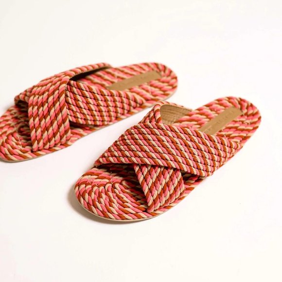 SALT + UMBER  SARAYA - TERRACOTTA ROSE SANDAL SLIDES - Picture 1 of 3